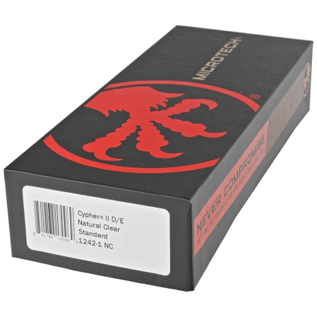 Microtech Cypher II D/E OTF Knife Natural Clear Aluminum, Black M390MK by Deryk Munroe and Tony Marfione (1242-1NC)