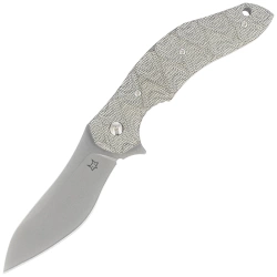 Fox Flipper Knife OD Green Canvas Micarta, Acid Stonewashed N690Co by Jens Ansø (FX-302 MOD)