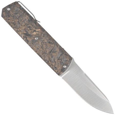 Maserin 410 Silver Black/Gold FatCarbon, Satin Elmax by Bruno Bruna Knife (410/G)