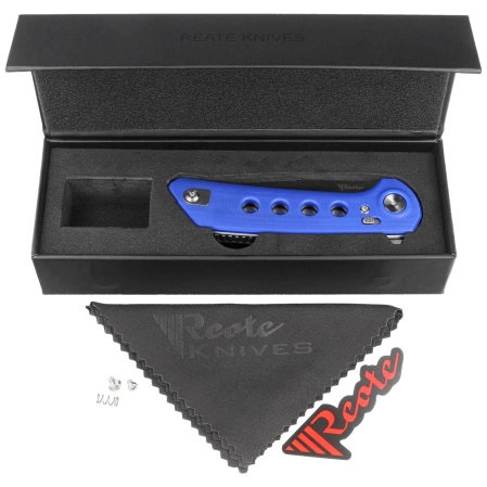 Reate PL-XF-13 Knife Blue G10, Stonewashed Nitro-V