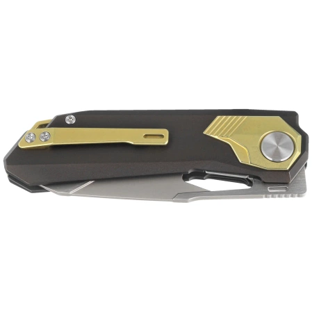 Remette RT-Peregrine Falcon Knife Brown/Gold Titanium, Hand Grinding Pearlescent M390 (RTT1-B)