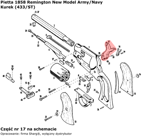 Hammer for Pietta Remington 1858 New Model Army/Navy revolver (433/ST)
