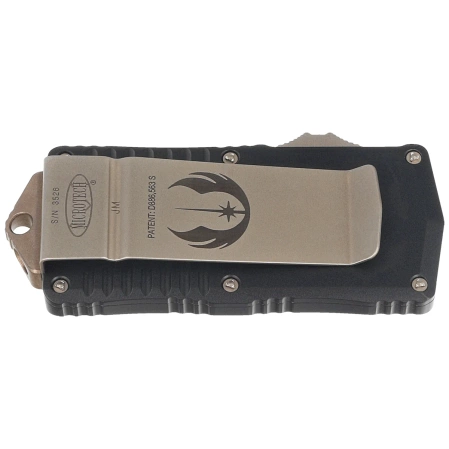 Nóż automatyczny OTF Microtech Exocet T/E Jedi Master Black Aluminium, Green M390 by Tony Marfione (158-1JM)