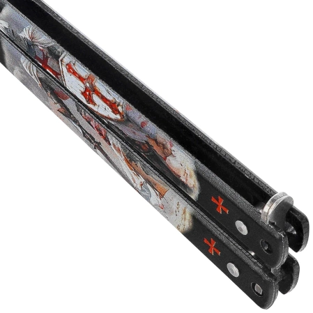 Nóż motylek Martinez Albainox Balisong Black Templar 3D Design Steel, Black 3Cr13Mov (02269)