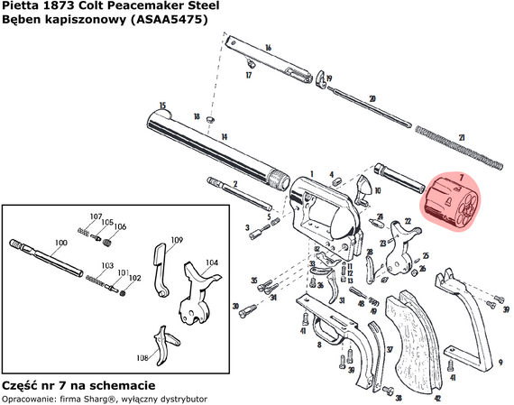 Pietta 1873 SA Peacemaker .44 cal, Cylinder (ASAA5475)