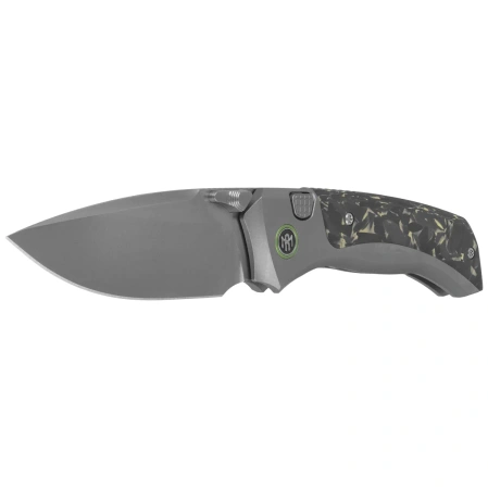 Remette RT-Steed Knife Gray Titanium/Black-Green Carbon Fiber, Pearlescent M390 (RTWS-TY)
