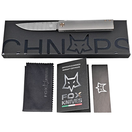 FOX Knife Chnops Sandblasted Titanium, Damasteel DS93X Gysinge by Riccardo Gobbato (FX-543 DBB)