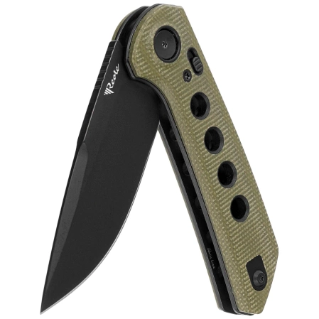 Nóż składany Reate PL-XF-4 Green Micarta/Black G10 Inlay, Black PVD Nitro-V