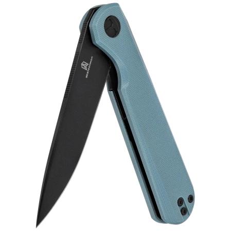 Bestechman Flick Knife Grey G10, Black PVD D2 by Ostap Hel (BMK13F)