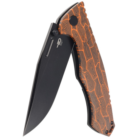 Bestech Keen II Black-Orange G10/Titanium, Black Stonewashed CPM S35VN by Koens Craft knife (BT2301F)
