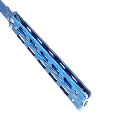 Third Decor Habitat Balisong Blue Titanium Stainless Steel, Blue Titanium Butterfly Knife (10967A)