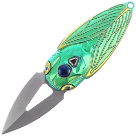 Rike Knife RK Cicada-GG Green / Gold Titanium, Bead Blasted M390