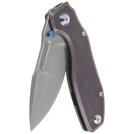 Nóż składany Remette TwoFace Blue Stonewashed Titanium, Fine Grinding Pearlescent M390 (DSTF-B)
