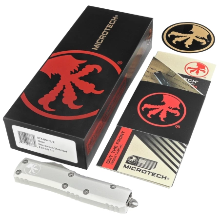 Microtech UTX-85 S/E OTF Knife Natural Clear Aluminium, Stonewashed M390 (231-10 CR)