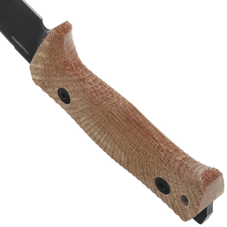 LionSteel Tactical Knife Natural Canvas Micarta, Black Stonewashed Niolox by Molletta (T5B CVN)