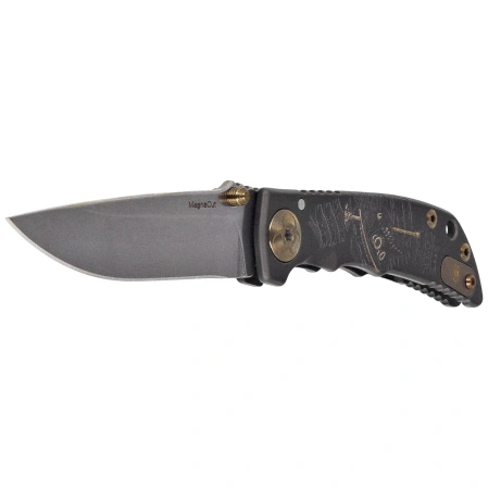 Nóż składany Spartan Blades Harsey 3.25 Folder Plague Doctor Black/Gold Titanium, Stonewashed MagnaCut by William W. Harsey (SF10DOCTOR BK)
