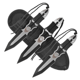 Martinez Albainox Skull Throwing Knife Set 3 pcs Black Paracord, Black 3Cr13Mov (32344)