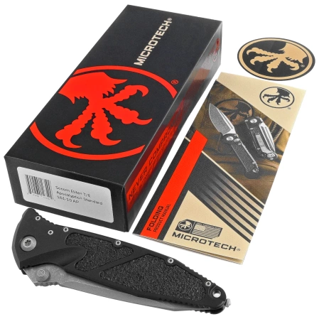Nóż składany Microtech Socom Elite T/E-M Black Aluminum, Apocalyptic M390MK by Tony Marfione (161-10AP)