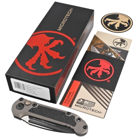 Microtech LUDT Gen III S/E Automatic Knife Natural Clear Aluminum, Black M390MK by Tony Marfione (1135-1NC)