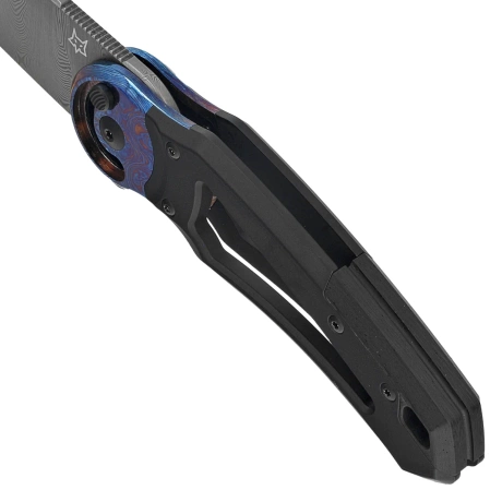Nóż składany Fox Metamorphosis Black PVD Titanium, Timascus HW, Damasteel Super Dense Twist (FX-556-A1)