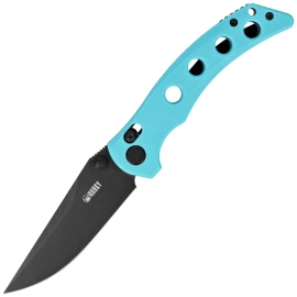 Kubey Hound KU172D Knife Light Blue G10, Blackwashed 14C28N by Maksim Tkachuk