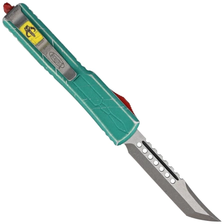 Microtech UTX-70 Hellhound Bounty Hunter Signature OTF Knife Distressed Green Aluminum, Apocalyptic M390 (419-10BH)