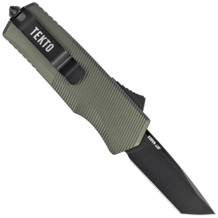Tekto A5 Spry Mini T/E OD Green Aluminum OTF Knife, Black CPM S35VN