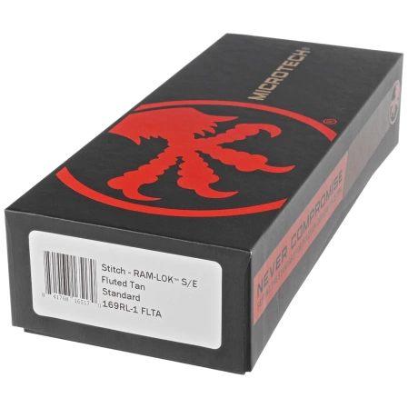 Microtech Stitch Ram-Lok S/E Fluted Tan Aluminum, Black M390MK by Borka Blades and Tony Marfione (169RL-1FLTA)