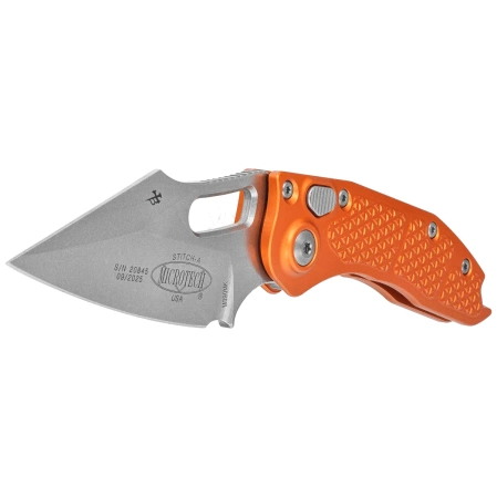 Microtech Stitch-A S/E Automatic Knife Orange Aluminum, Stonewashed M390MK by Borka Blades and Tony Marfione (169-10OR)