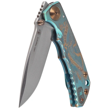 Spartan Blades Harsey Folder ''God & Country'' Titanium, Satin MagnaCut by William W. Harsey (SF5 Custom God & Country)