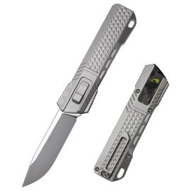 Remette RT-Sharp Leopard Knife Titanium, Manual Fine Grinding Pearlescent/Manual Wire Drawing M390 (ZL301A)