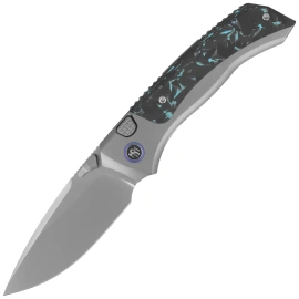 Remette RT-Steed Knife Gray Titanium/Black-Blue Carbon Fiber, Pearlescent M390 (RTWS-TB)