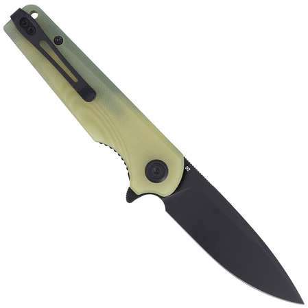 Kubey Knife Wolverine, Translucent Yellow G10, Dark Stonewashed D2 (KU233D)