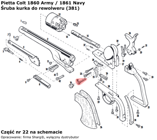 Śruba kurka Pietta Colt Navy 1851, Army 1860, Navy 1861 (381)