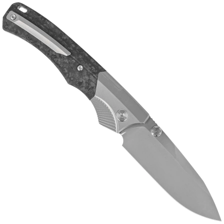 Remette WD107 Knife Gray Titanium/Carbon Fiber, Hand Grinding Pearlescent M390