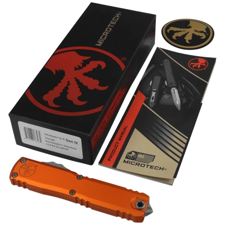 Microtech Ultratech Gen IV D/E OTF Knife Orange Aluminum, Apocalyptic M390MK by Tony Marfione (11224-10APOR)