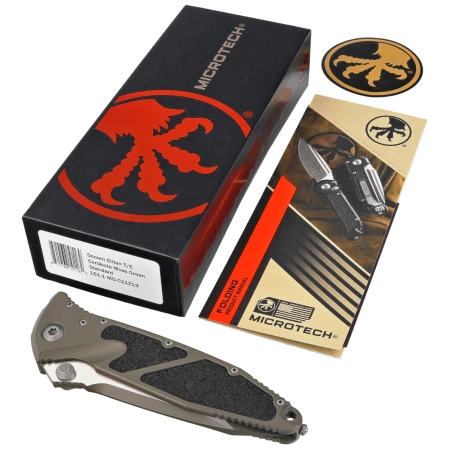 Nóż składany Microtech Socom Elite T/E-M Cerakote Moss Green Aluminium, Cerakote Moss Green M390MK by Tony Marfione (161-1MG-C21Z13)