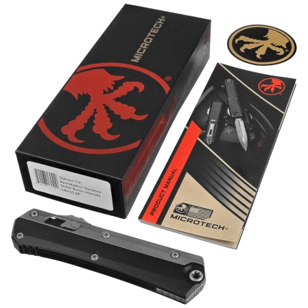 Nóż automatyczny OTF Microtech Glykon T/E Black Aluminium / Apocalyptic Titanium, Apocalyptic M390 by Tony and Sean Marfione (185-10AP)