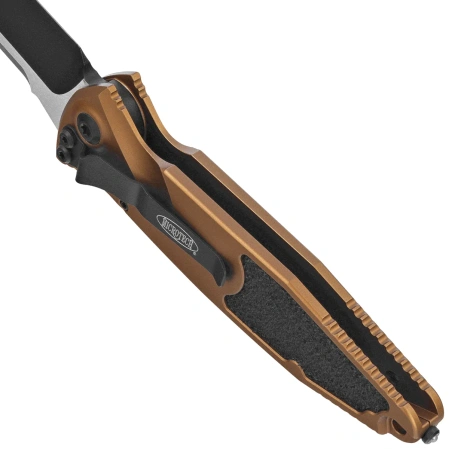 Microtech Socom Elite Auto S/E Automatic Knife Tan Aluminum, Black M390 by Tony Marfione (160A-1TA)
