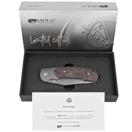 Viper Turn LE 110/300 Titanium/Dark Matter Copper Fat Carbon, Bead Blasted M390 by Fabrizio Silvestrelli Knife (V5986FCC)