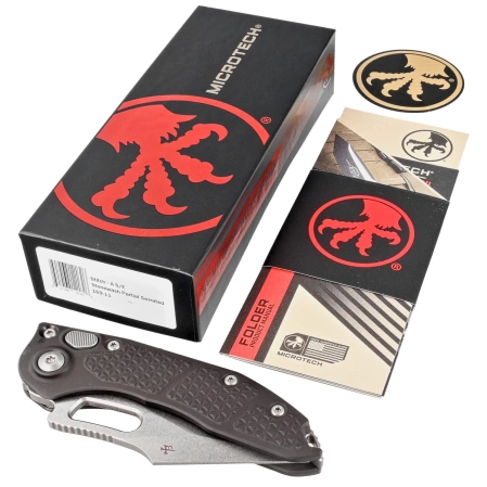 Nóż automatyczny Microtech Stitch-A S/E Black Aluminium, Stonewashed P/S M390 by Borka Blades and Tony Marfione (169-11)