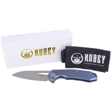 Nóż składany Kubey Vagrant Blue Titanium, Sandblasted CPM S30V by Maksim Tkachuk (KB284B)