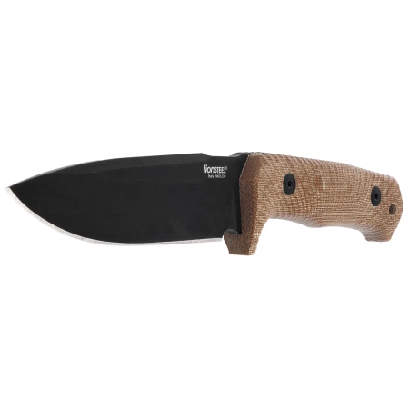 LionSteel Tactical Knife Natural Canvas Micarta, Black Stonewashed Niolox by Molletta (T5B CVN)