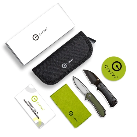 Civivi Knife Baby Banter Wharncliffe Black Burlap Micarta, Black Nitro-V by Ben Petersen (C19068SC-1)