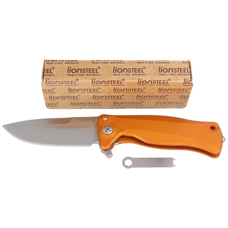 Nóż składany LionSteel SR11A Orange Aluminium, Satin Sleipner by Molletta (SR11A OS)