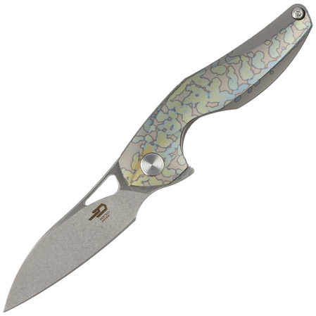 Bestech The Reticulan Neck Knife Grey/Colorful Titanium, Stonewashed/Satin CPM S35VN by Elijah Isham (BT1810E)