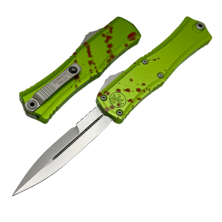 Microtech Hera II Mini Bayonet OTF Knife Zombie Aluminium, Stonewashed M390MK by Tony and Sean Marfione (1701M-10Z)