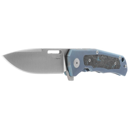 LionSteel Q4ttro Knife Blue Titanium / Fat Carbon, Satin MagnaCut by Molletta (Q4 BL)