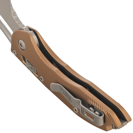 Microtech Stitch Ram-Lok S/E Knife Fluted Tan Aluminum, Stonewashed M390MK by Borka Blades and Tony Marfione (169RL-10FLTA)