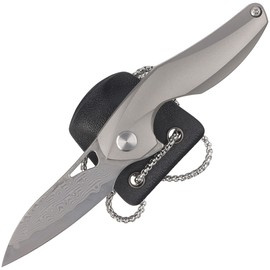 Bestech The Reticulan Neck Knife Grey Titanium, Damascus by Elijah Isham (BT1810G)